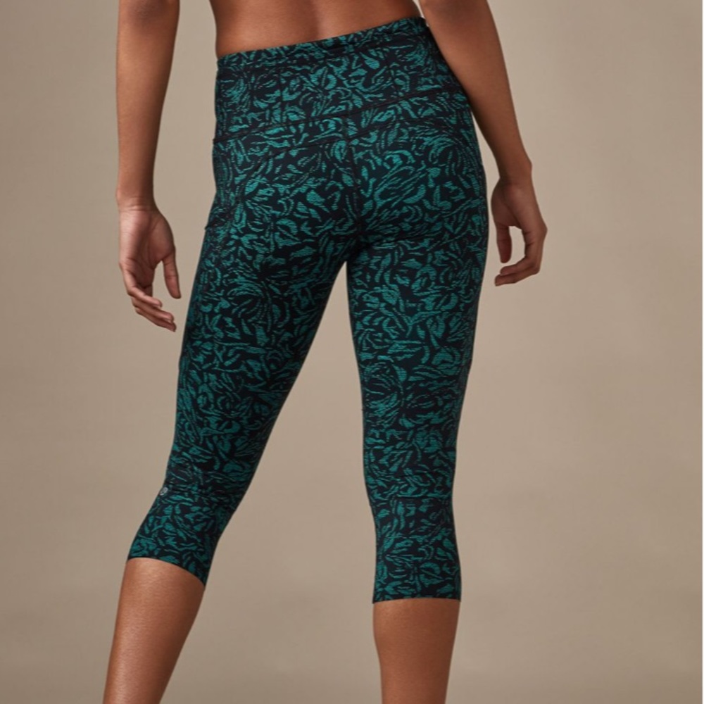 Lululemon fast & free crop 19” green black 4
